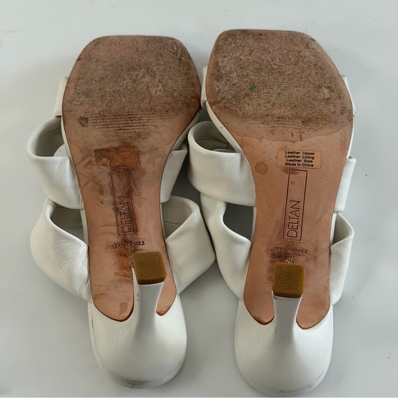 DELTAN White Leather Bow Heeled Sandals | Women’s Size 7M - Picture 5 of 6